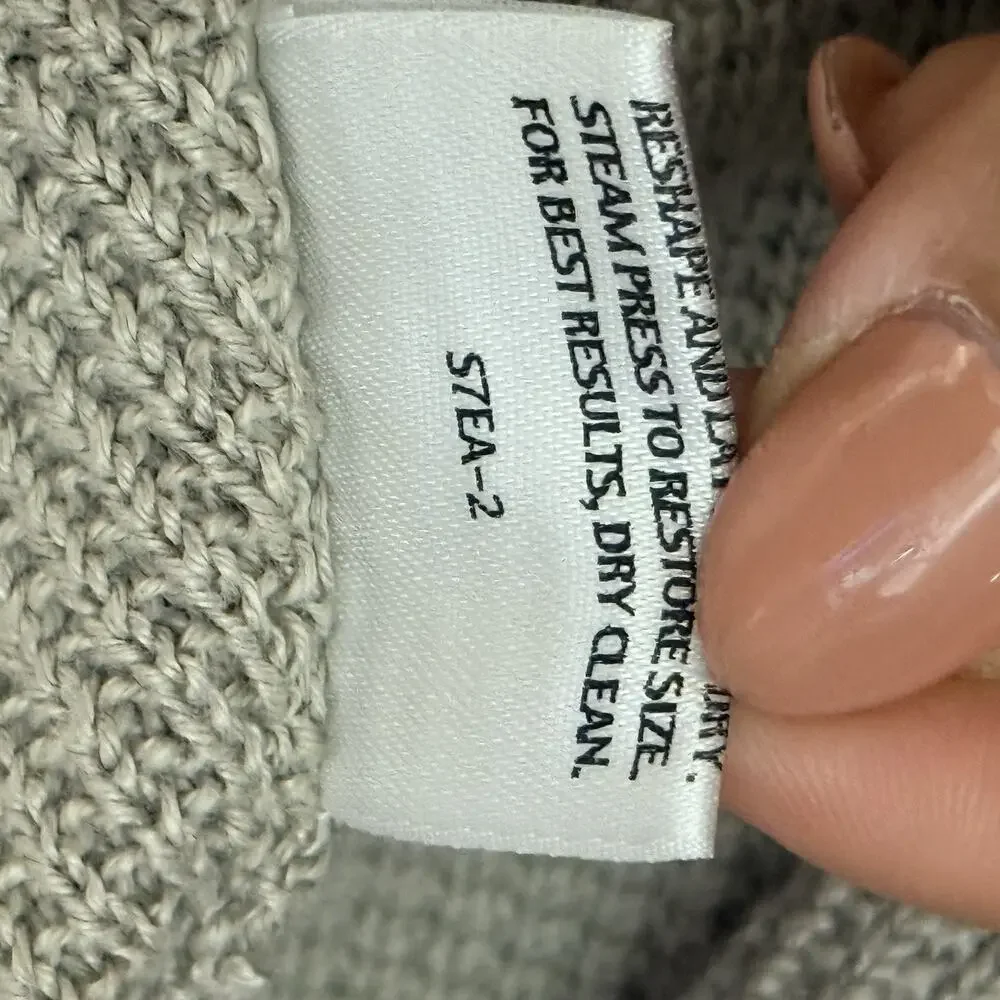 EILEEN FISHER Cardigan Petite PM Linen Open Knit Open Front Long Sleeve Beige - Picture 6 of 13